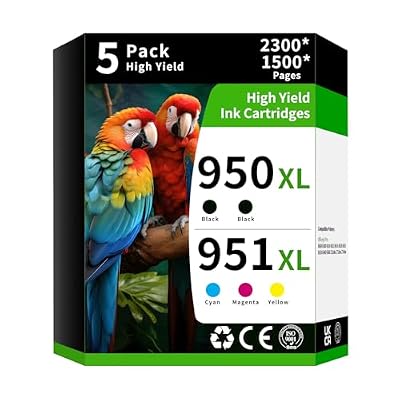 High Yield 950XL and 951XL Ink Cartridges Combo Pack (5-Pack BK/C/M/Y) Replacement for HP 950 951 Ink Cartridges Combo Pack for HP officejet pro 8600 ink cartridges for Office Jet Pro 8660 Printer