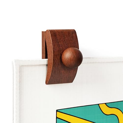 Tapestry Hangers, 4 Small Quilt Hangers for Wall Hangings, Blanket Hanger Clamps, Carpet Rug Display, Wooden Wall Clips for Hanging (Brown)