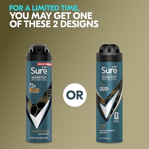 Sure Men Nonstop Protection Sport Cool Deodorant Body Spray Antiperspirant with a mint and citrus scent & body heat activated technology for 72 hour odour and sweat protection 150 ml - Image 7