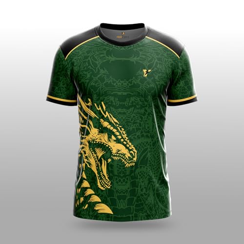 Image of YOURJERSEY Real Dragon Fury Football Jersey | Custom Name & Number | 3 Colors: Red | Black | Green | Sizes 2Y to 4XL | Premium Custom Football & Cricket Jersey | Premium Breathable Fabric
