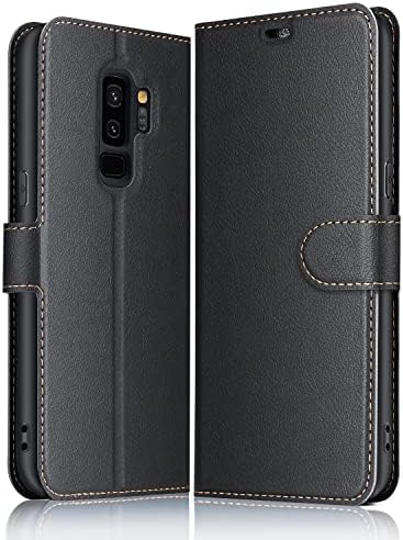 ELESNOW Case Compatible with Samsung Galaxy S9 Plus, High-grade Leather Flip Wallet Phone Case Cover for Samsung Galaxy S9 Plus (Black)