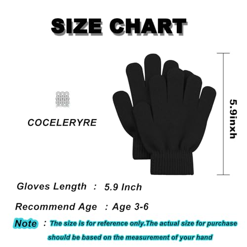 Image of 2 Pairs Winter Kids Gloves, Stretchy Warm Knit for Boys Girls Age 3-6 | Unisex for Kids & Toddler Boys Girls, Soft Stretch Black Magic Gloves, Warm for Daily Outdoor Activities