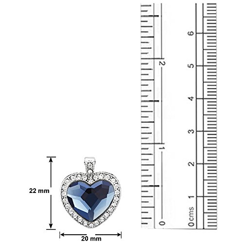 Valentine Titanic Heart Pendant w/Swarovski Elements - Blue