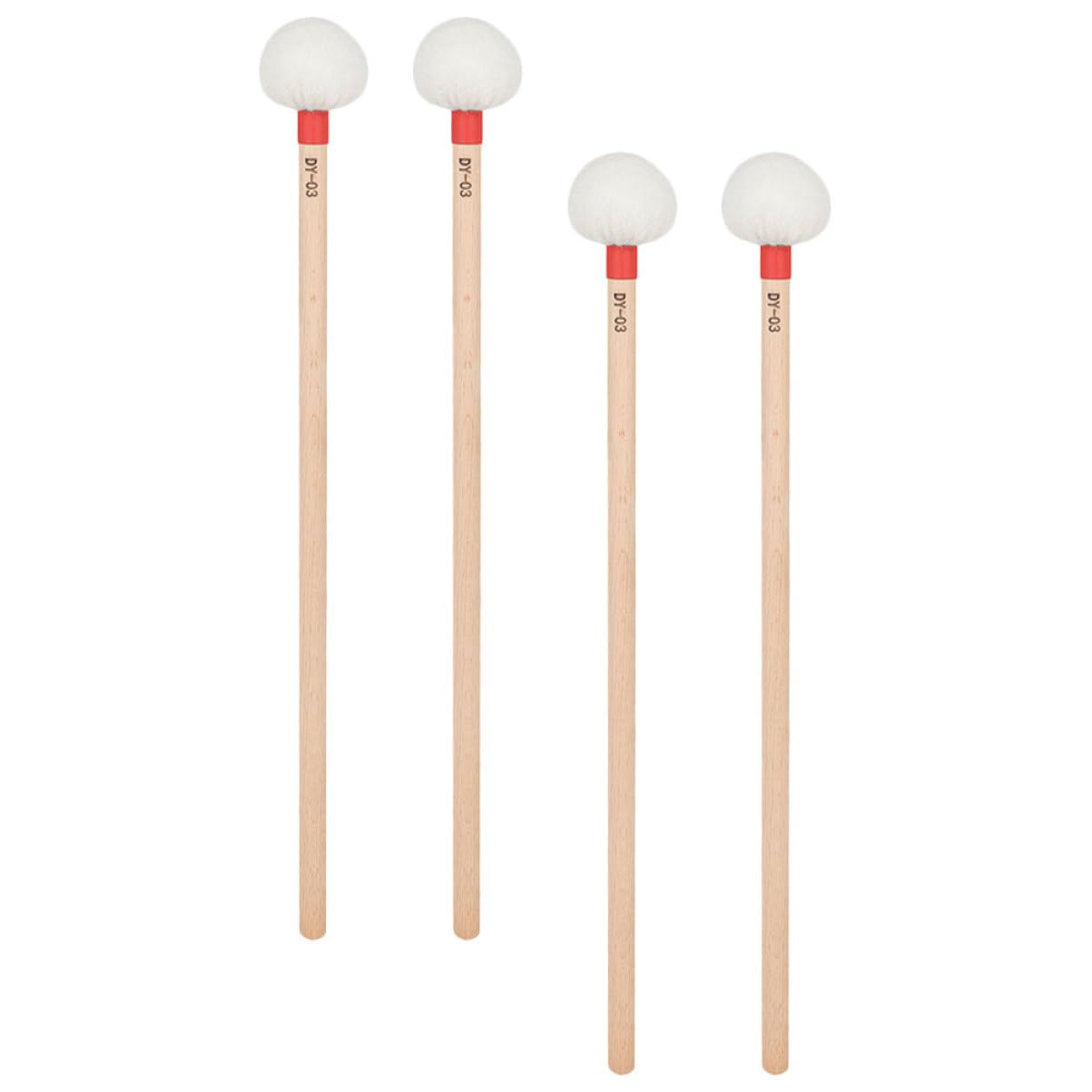 Milisten Juego de 4 Baquetas de Fieltro para Timbales con Mango de Madera Beige, Diseño para Reducir la Fatiga y Sensación de Golpe Uniforme en Bandas Escolares y Orquestas