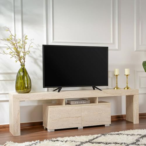MOBILE PORTA TV - Dite addio alla disorganizzazione e date il benvenuto a un design elegante e moderno con il nostro splendido porta tv che non solo costituisce un elegante punto focale, ma offre anche un ampio spazio per tutti gli elementi multimediali essenziali - Le sue linee pulite miglioreranno immediatamente l'aspetto del vostro spazio, creando un'atmosfera accogliente e invitante per voi e i vostri ospiti