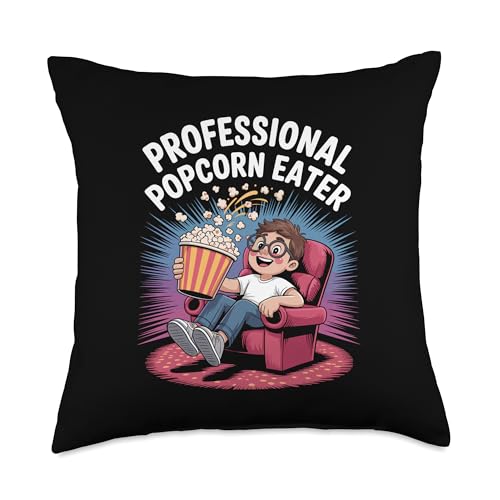 Funny Popcorn Themed for Men Women Adults Kids Popcorn Lover Throw Pillow