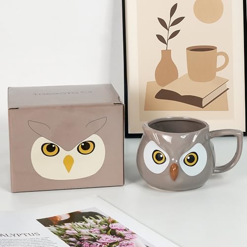 Taza de cerámica con búho 3D 14 oz miniatura 7