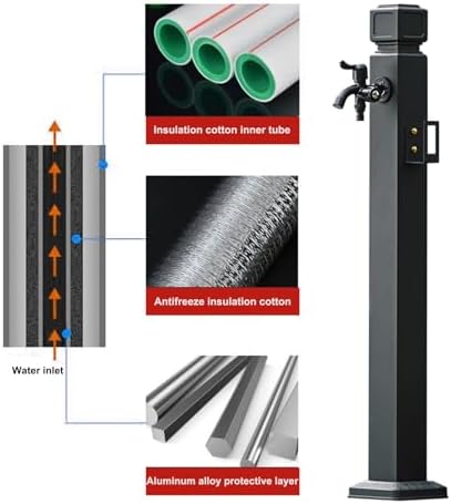 ZR98US Vertical Square Garden Hose Stand - Freestanding Water Column Faucet for Outdoor Irrigation and Washing, Ideal for Farm and Backyard Use