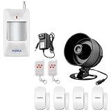 KERUI Home Security Alarm System Kit,Wireless Weatherproof Siren Horn with Remote Control and Door Contact Sensor Motion Sensor Burglar Alarm for Home Basement Garage