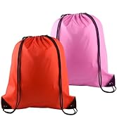 PLULON 2Pcs Drawstring Bags Bulk Drawstring Backpack Pink Red String Backpack Cinch Sack Sport Gy...