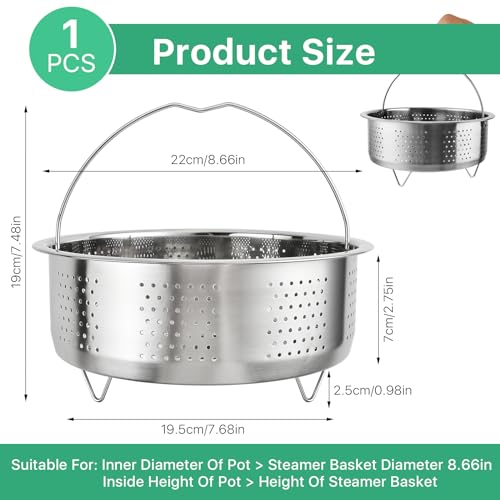 Lainballow Steamer Basket, Stainless Steel Pot Strainer Steamer, Vegetable Steamer Insert for Pot, Veggie Steamer with Handle for Vegetables, Egg, Pasta, Seafood (8.7 inch) - Thumbnail 2
