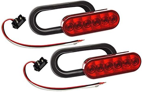 RIGID HITCH INCORPORATED Buyers 6 Inch Red LED Oval Stop/Turn/Tail Lights with Grommets and Plugs - Compatible with Trailers