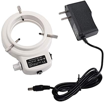 Miniatura 3 de HAYEAR 144 LED Estéreo Microscopio Anillo Luz Iluminador Lámpara Ajustable Blanco + Adaptador 12V 1A