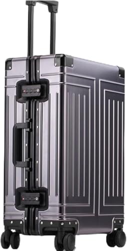 Travel Suitcases with Wheels Aluminum Magnesium Alloy Trolley Case Universal Wheel Metal Suitcase Portable All Aluminum Suitcase Suitcase for Outdoor Travel(Size:24in,Color:D)