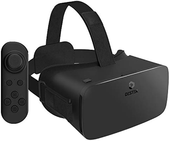 DESTEK V5 VR Headset, Virtual Reality Goggles for iPhone 13/12/11/X | Bluetooth Controller for Android & Samsung, 3D Glasses for Phone w/4.7-6.8in(Black)