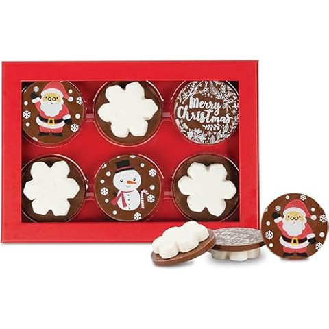 Christmas Meltaway Hot Cocoa Toppers by Chocolate Works - Luxury Belgian Milk Chocolate with Marshmallows, Holiday Candy Gift Set Cover