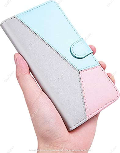 Image of ClickCase Pastel Series Faux Leather Magnetic Card Holder Wallet Kickstand Case Flip Cover for vivo Y27 (Soft Tricolor)