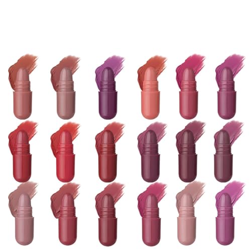 Lápiz labial - 18 colores | Lápiz labial con acabado duradero | Juego de barras de labios | Juegos ďe lápices labiales para mujeres | Brillo đe larga duración con forma d́e pastillas | Barras d̄e labi