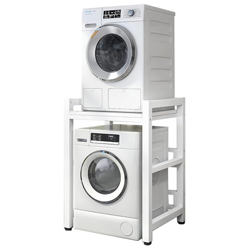 Kit de apilamiento para lavadora y secadora Lavadero Estante para lavadora y secadora, Cuarto de baño Marco Intermedio Lavadora Altura ajustable, Cocina Estantería apilable para Secador Superior (Siz