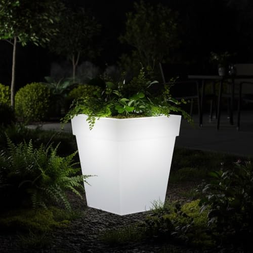 SUPVOX Pot De Fleurs Lumineux Solaire pour Jardin avec Lampe Intégrée Jardinière Décorative Extérieure