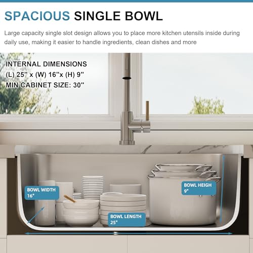 Joviprime 27189 27 Inch Undermount Kitchen Sink 18 Gauge Stainless Steel Spacious Single Bowl Kitchen Sinks thumb #4