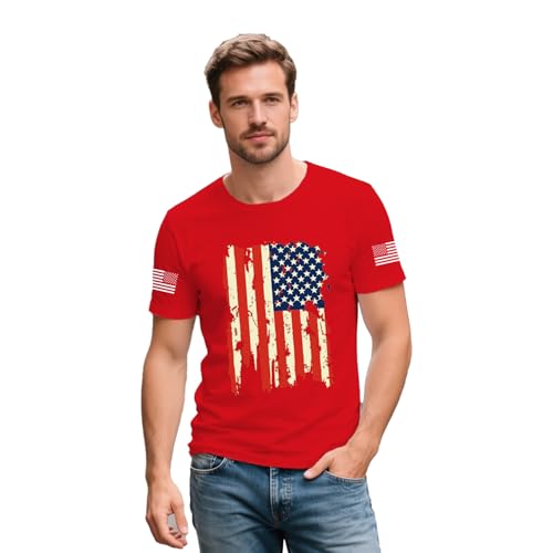 4th of July Shirts for Men American Flag T-Shirt USA Patriotic Tee