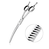 6.5 Inch Downward Curved Dog Grooming Scissors Pet Chunker Shears Professional Safety Blunt Tip Trimming Shearing for Dogs Cats Face Paws Limbs Japanese Stainless Steel Silver