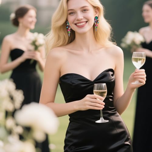 BriLove Women's Bohemian Boho Crystal Wedding Bridal Multiple Teardrop Chandelier Long Dangle Earrings3