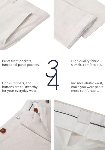 Wehilion Retro Linen Men Suit Beach Wedding Suit Summer Slim Fit 3 Pieces Light Weight Linen Suit Jacket Vest Pant Tuxedo4