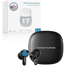 Anfier M3 AI Translator Earbuds Real Time, Online Translation Device in 144 Languages & Accents, 3-in-1 Two-Way Audifonos Traductores Ingles Espanol, Language Headphones for iOS & Android Black