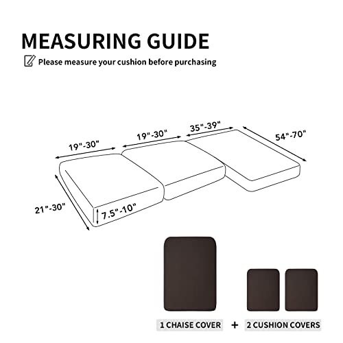 Image of Easy-Going Stretch 3 Pieces Couch Cushion Covers for Sectional Sofa L Shape