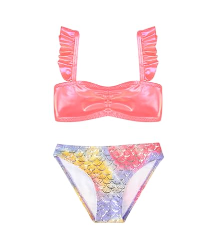 Traje de Baño para Niñas Conjunto de Bikini de Dos Piezas Sets Tankini Traje de Baño para Niñas 4-12 Años (4-6Years, LA609-1-Blue)