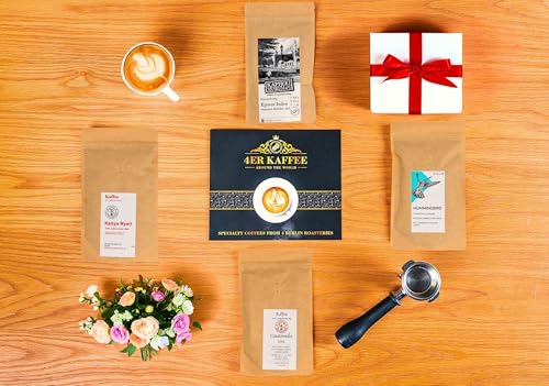 Kaffee Geschenk-Set von 4 Berliner Kaffeeröstereien | Around The World | 4 Single Origin Kaffees aus 4 Kontinenten | Geschenk zum Geburtstag | Geschenkidee für Männer & Frauen | Geburtstagsgeschenk
