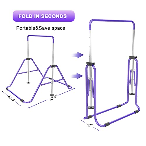 RINREA Gymnastic Bars for Kids with Adjustable Height, Folding Gymnastic Training Kip Bar, Expandable Horizontal Bar for Home by RINREA - Image 2