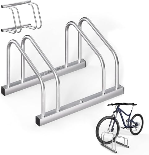 Monzana Soporte Para Aparcar Bicicletas, Aparcamiento Estacionamiento 2 Bicis, Parking Bicicleta 30-65mm, Guarda Bici Interior Exterior, Montaje Pared Suelo, Aparcabicicletas, Portabicicletas