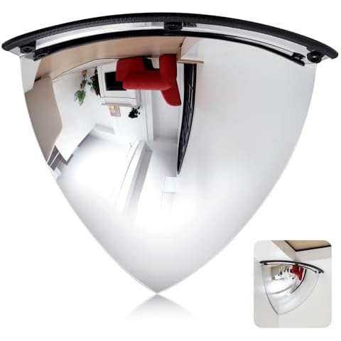 Suzile 1 Piece Quarter Dome Mirror High Viewing Angle Safety Mirror Security Mirror Corner Mirror Acrylic Convex Mirror for Blindspot (18 Inch) Cover