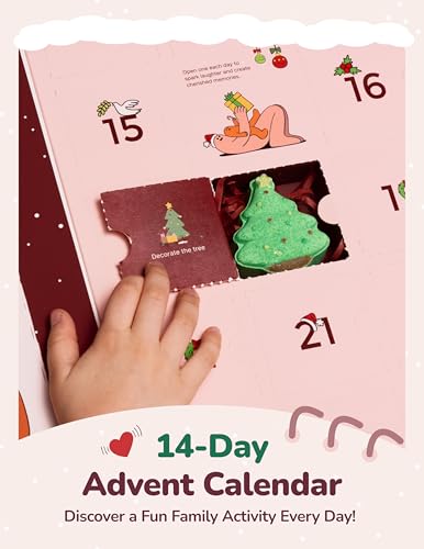Image of Momcozy & Big HUGS 14Pcs Christmas Bath Bombs Set of Countdown Calendar Mystery Box, 14 Days of Surprise Bath Bombs & Family Fun, Ideal Christmas Gifts for Kids Boys Girls Toddlers