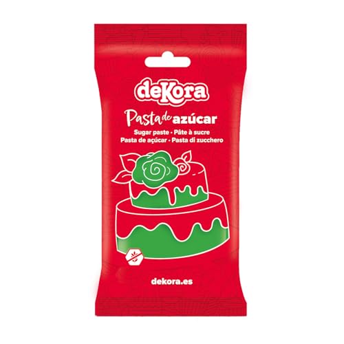 Dekora - Fondant Verde | Pasta de Fondant para bolos - cobertura para bolinhos, bolos, bolos, madalenas ou Cupcakes para fazer todos os tipos de decorações - 250 g