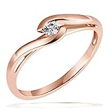 Goldmaid Anillo de Mujer de oro rosa con Corte Brillante Redondo Diamante - Tamaño 56 (17.8)
