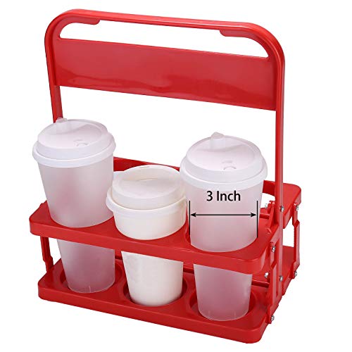 Foldable Cup Holder with Handle, Plastic Drink Delivery Carrier