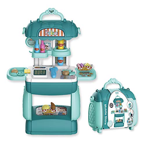 Yiida Lebensmittelgeschäft Pretend Play Ice Cream Einkaufswagen, Simulation Supermarkt Shopping Spielzeug mit Koffer…