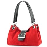 Trageriemen, Riemen der Schnalle und Boden sind aus braunem Kunstleder | schwarze Tasche mit schwarzem Kunstleder | ein geteiltes Hauptfach