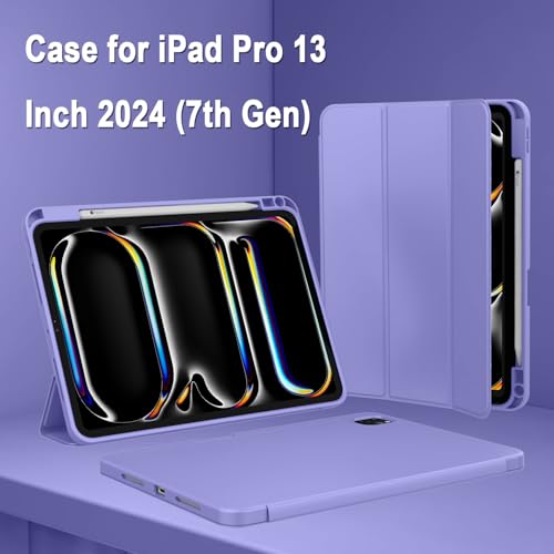 Image of ZryXal New iPad Pro 13 Inch Case (M5) 2025 / (M4) 2024 with Pencil Holder, Smart iPad Case [Support Pencil Pro and Pencil (USB-C)], Support Touch ID and Auto Wake /Sleep (Slate Blue)