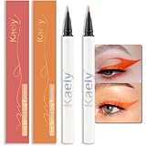 evpct 2Pcs Orange Red Orange Waterproof Colored Eyeliner Liquid Eye Liner Set Long Lasiting Fine Speed Dry Colorful Liquid Eyeliner lapiz delineador de ojos contra el agua blanco para ojos de colores