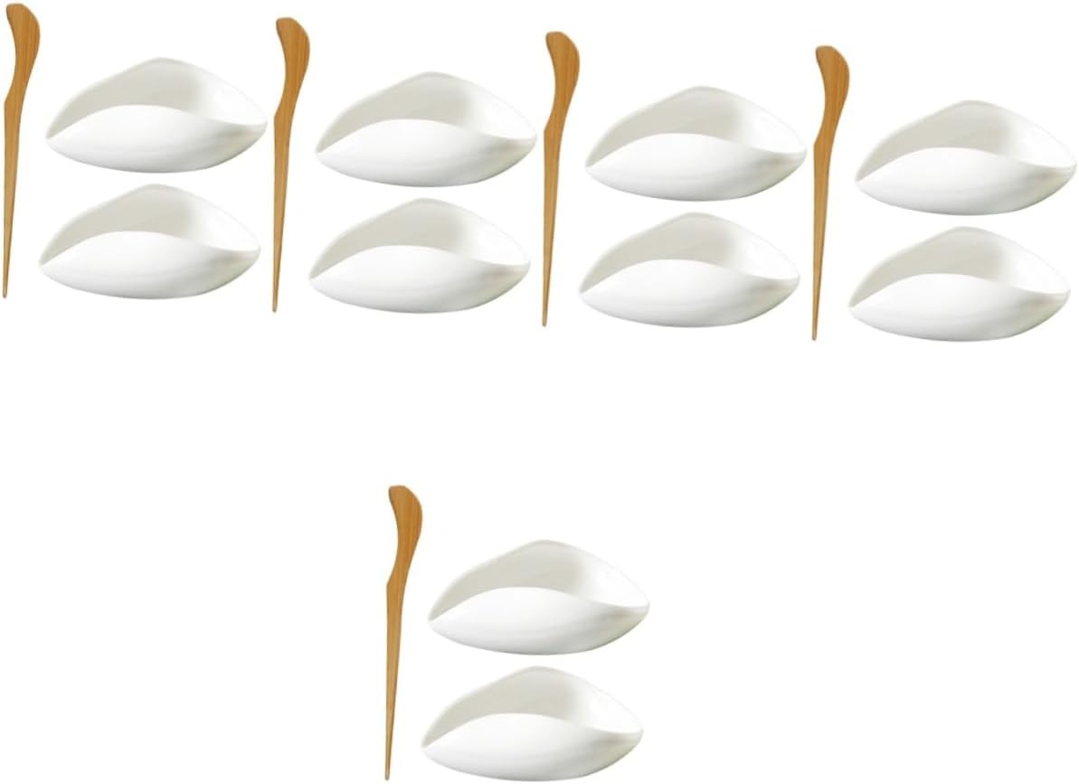 PRETYZOOM 5sets Ceramic Porcelain Tea Vessel Loose Leaf Scoop Tea Leaf Holder Gongfu Accessories Dishwasher Safe Spoon