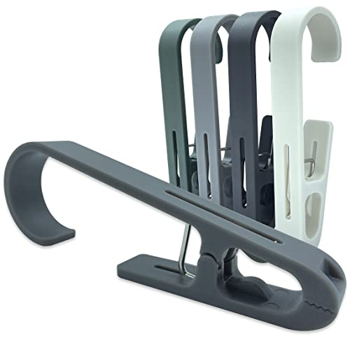 Niuzi-Cao 4 Pack Big Clothespins Hook Sock Clip Laundry Clothes Pins Clips With Springs, Strong Plastic Clothes Drying Line Pegs For Clothes Quilt Blanket Home Kitchen Outdoor Trip... (Grey) #TOP17