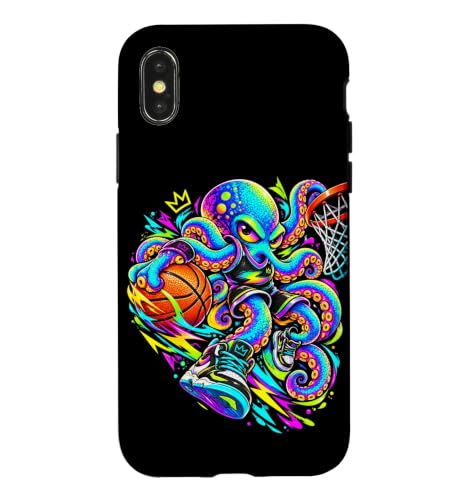 Octopus Basketball Explosive Slam Dunk Colorful Sports Art �X�}�z�P�[�X iPhone X/XS �p
