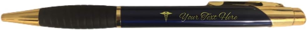 Personalized Medical Field Engraved Coated Brass Pen with Case for Doctor Nurse Caduceus Symbol with Custom Text