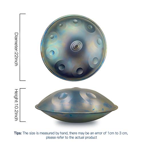AS TEMAN HANDPAN, Handpan Drum Instrument in d-Moll 10 Noten 22 Zoll Stahl Hand Drum mit Soft Hand Pan Bag, 2 Handpan Hammer, Handpan Stand, staubfreies Tuch, Sternenblau - Image 3