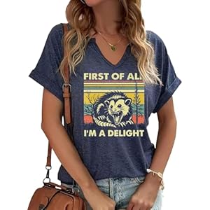 TIXOM Womens Summer V Neck Shirt Funny Letter...